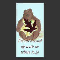 Butterbear Cartoon Maple Leaf photo cards