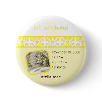 Buttercup Delight Birth Announcement Button