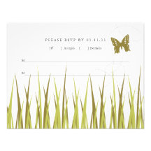 Butterfies in Grass RSVP Personalized Invitations