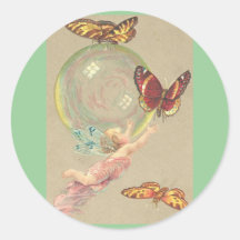 Butterflies and Bubble Round Sticker