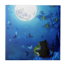 Butterflies and Fairy Lanterns Ceramic Tiles