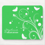 Butterflies and Flowers Silhouette Mousemat