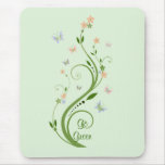 Butterflies and Green Vine Mouse Pad
