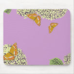 Butterflies and Hydrangea Mouse Pad lavender mousepads