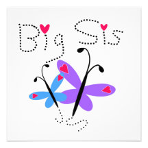 Butterflies Big Sis Gifts Custom Invitations