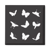 Butterflies Black and White magnets