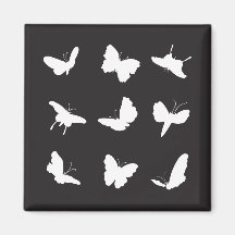 Butterflies Black and White Fridge Magnet