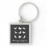 Butterflies Black and White Key Chain