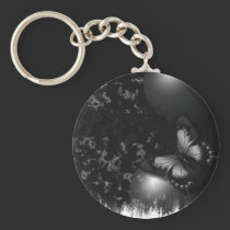Butterflies Black White Keychain