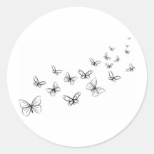 Butterflies Dancing Across the Page Round Stickers