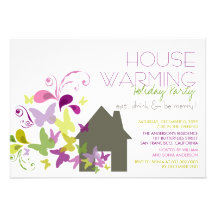Butterflies Deco Leaves Housewarming Holiday Party Personalized Invite