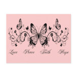 BUTTERFLIES & FLOWERS LOVE PEACE FAITH HOPE postcards