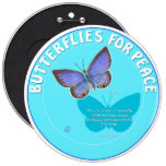 Butterflies for Peace Button (white on blue)