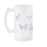 'Butterflies' Frosted Glass Mug