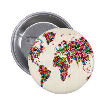 Butterflies Map of the World Map Buttons