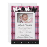 Butterflies & Plaid Birth Announcements invitations