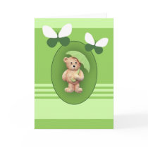 Butterflies & Umbrella Teddy Bear Greeting Card