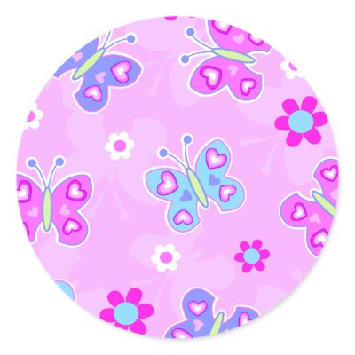 butterflies with hearts round sticker by margaret40