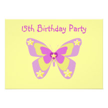 Butterfly, 15th Birthday Party Invitation