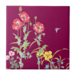 Butterfly and Bee in the Poppy Garden Tile