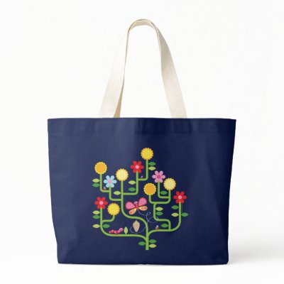 Butterfly and Flowers Bag by lailahills