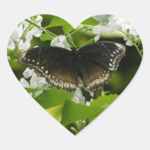 Butterfly and Flowers Heart Sticker