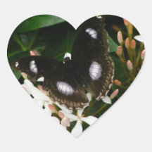 Butterfly and Flowers Heart Stickers