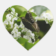Butterfly and Flowers Heart Stickers