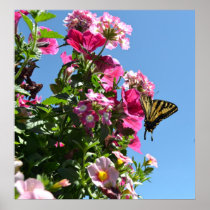 Butterfly and Flowers II Print