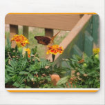 Butterfly and Marigolds Mouse Pad