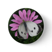 Butterfly and Pink Flower Button
