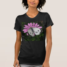 Butterfly and Pink Flower Ladies T Shirt