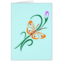 BUTTERFLY AND ROSE BUD GREETING CARD