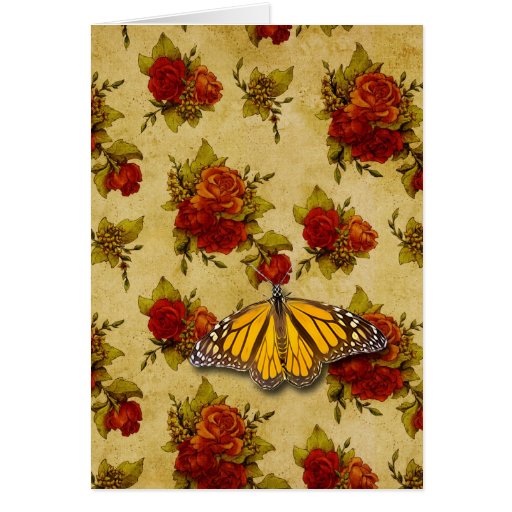 BUTTERFLY AND ROSES GREETING CARD