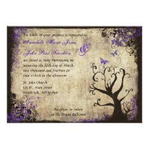 Butterfly and Tree Vintage Wedding Invitation