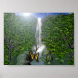 Butterfly and Waterfall posters