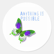 Butterfly Anything is Possible Round Stickers