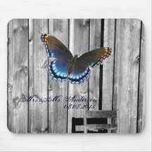 butterfly barnwood western country wedding mouse mat