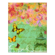 Butterfly, Butterfly Collage Art Invitations
