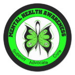 Butterfly Circle Mental Health Awareness Round Stickers