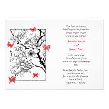 Butterfly Dreams: Japanese Inspired Art Red Personalised Announcement