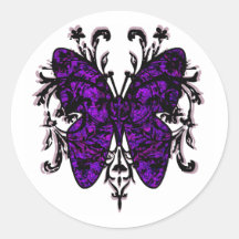 Butterfly Effect (purple) Round Stickers