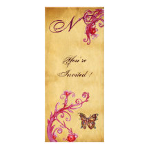 BUTTERFLY ELEGANT WEDDING  PARCHMENT Monogram Invite