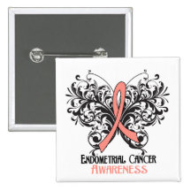 Butterfly Endometrial Cancer Awareness Buttons