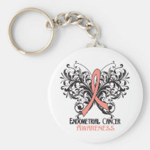 Butterfly Endometrial Cancer Awareness Keychain