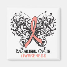 Butterfly Endometrial Cancer Awareness Refrigerator Magnet