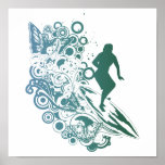 butterfly female surfer design posters