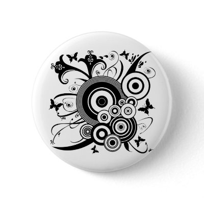 Butterfly Flower Ornament Design Art Pins by kittasgraphics