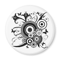 Butterfly Flower Ornament Design Art Magnets