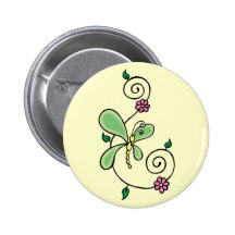 Butterfly Flower Swirl Button
